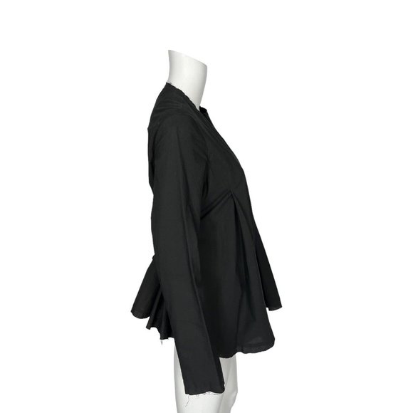 NWOT $590 Marc Le Bihan Black Long Sleeve Cotton Blouse French sz 40 US sz 8 - Picture 4 of 10